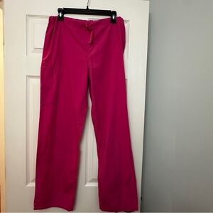 Cherokee Women's Fuchsia Wide Leg Scrub Pants with drawstring waist